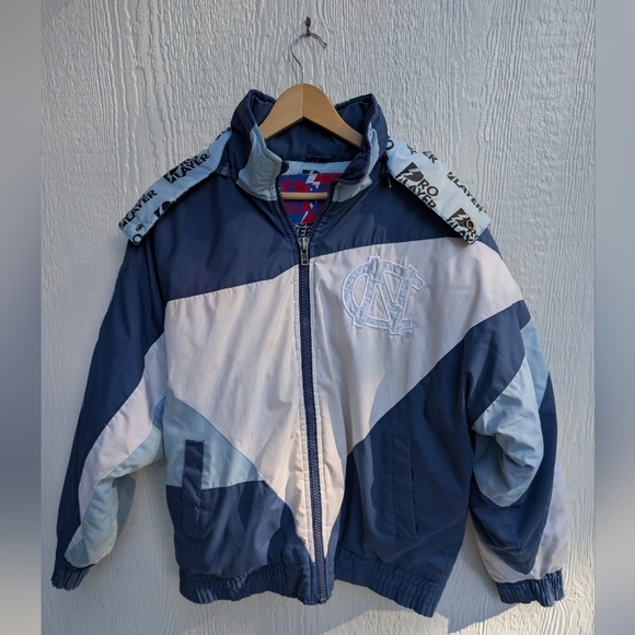 Vtg NFL Pro Player North Carolina Tar Heels Heavy Coat Jacket Hood Size Small - Picture 1 of 9